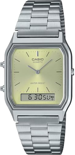 [カシオ] CASIO アナデジ ANA-DIGI クオーツ 腕時計 ヴィンテージシリーズ AQ-230A-9AMQY ユニセックス デュアルタイム ライムイエロー 海外モデル [並行輸入品]